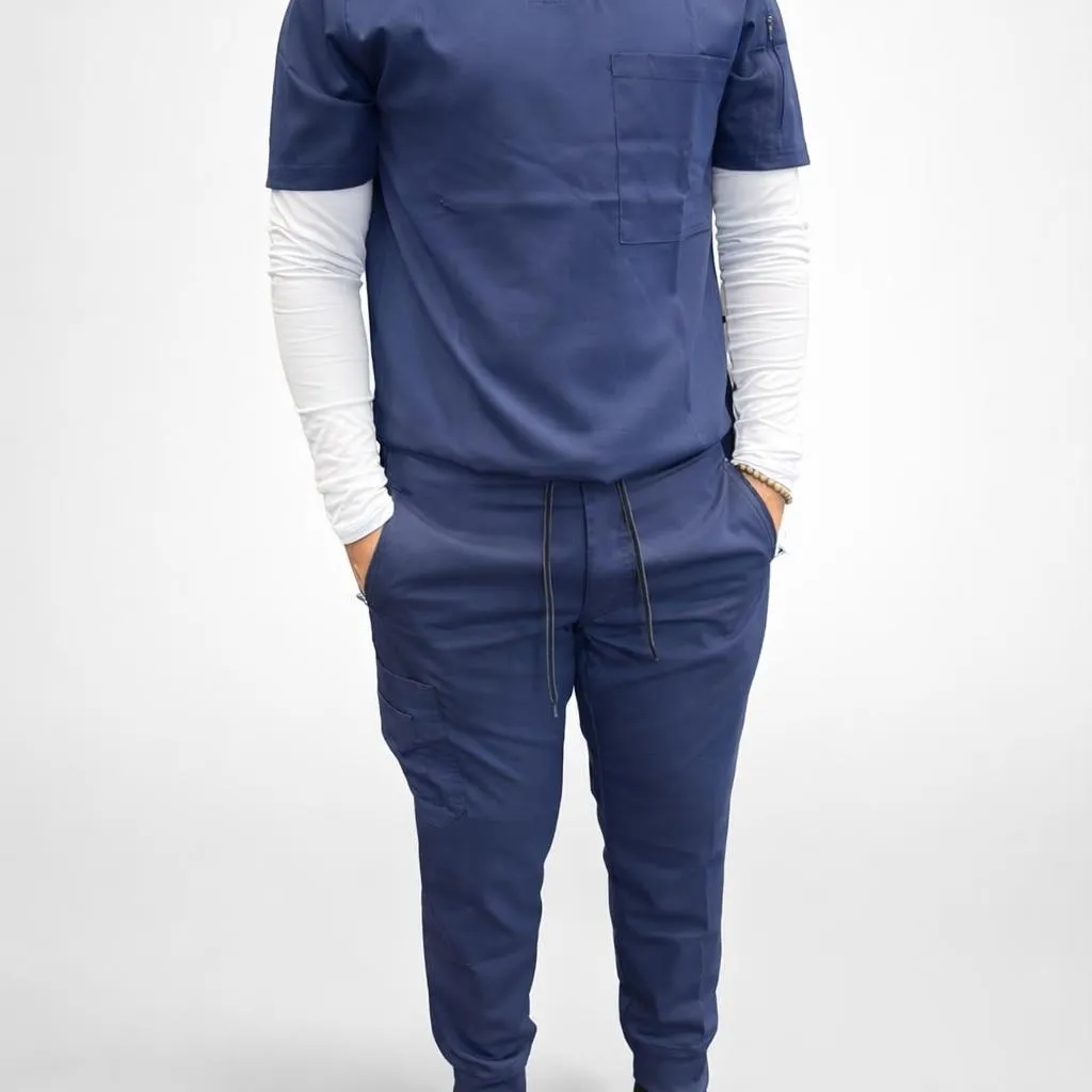 Conjunto de 3 piezas uniforme médico (azul marino)