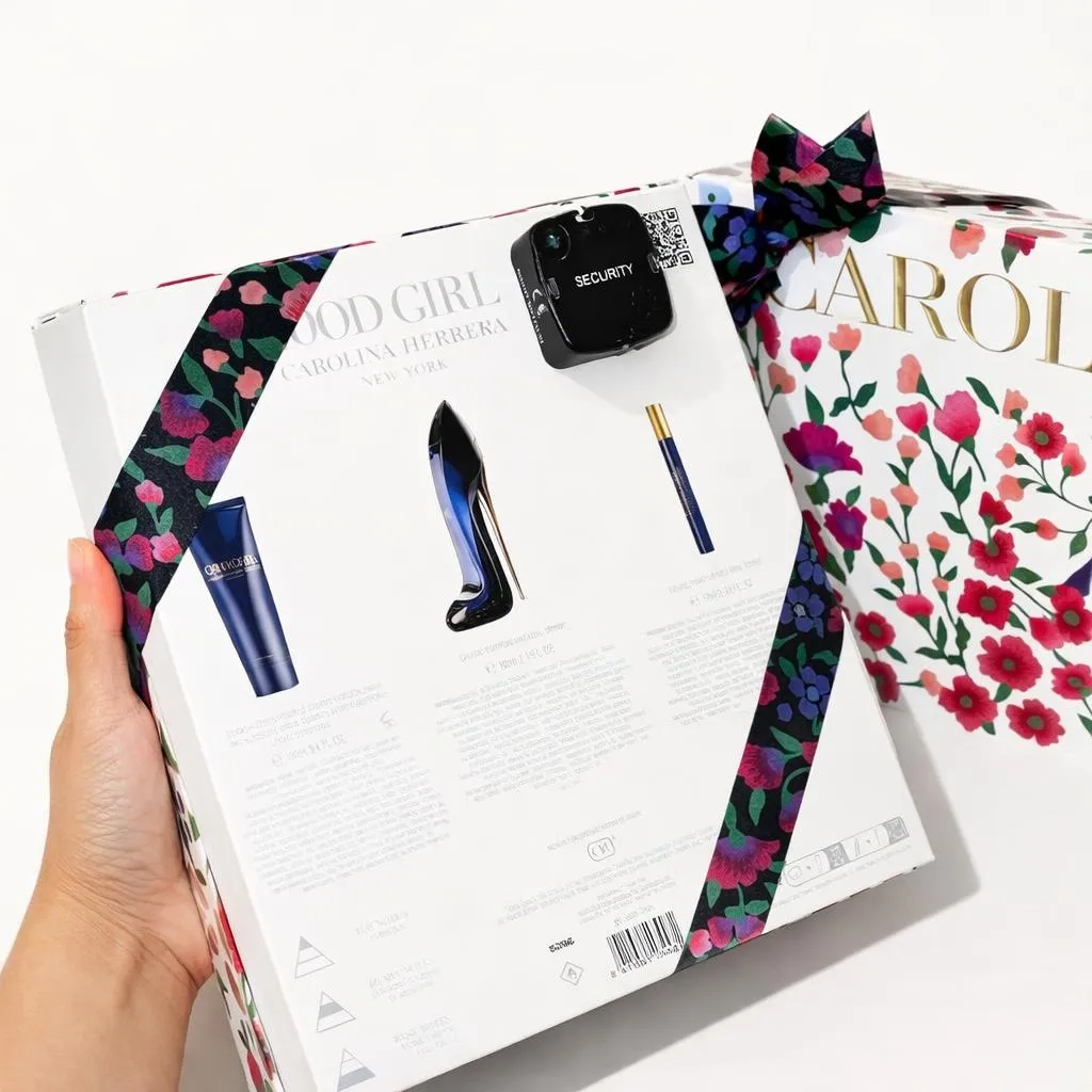 Set Carolina Herrera loción corporal 100 ml + perfumes 80 ml y cartera 10 ml